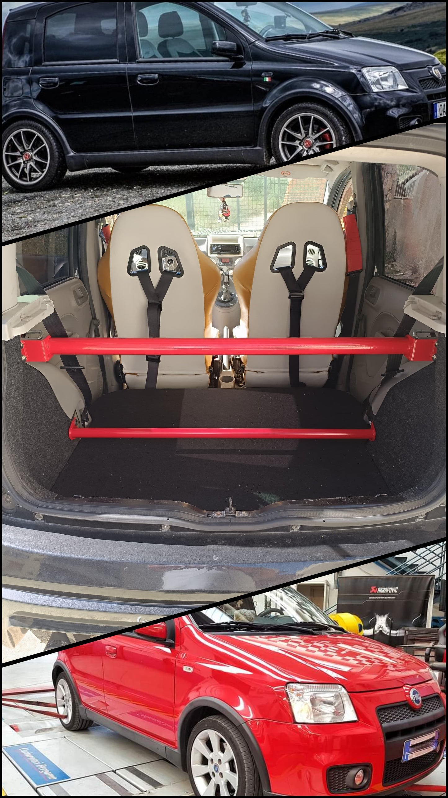 Kit irrigidimento baule barra duomi posteriore LNM fiat panda 100HP / fiat panda 169 mantenendo sedili montati (NO RETE)