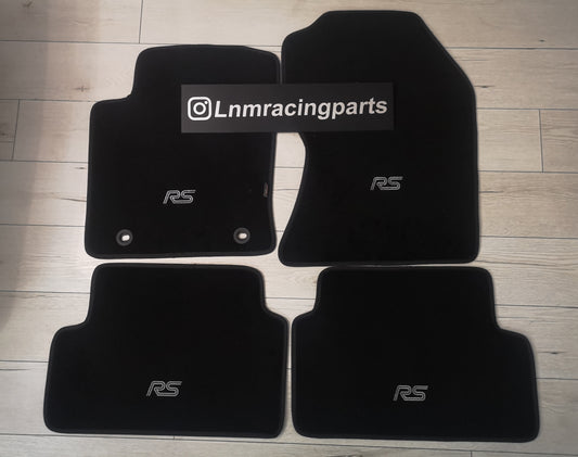 Tappetini Ford focus RS MK1 1998-2005 velluto premium nero logo RS bianco bordo nero