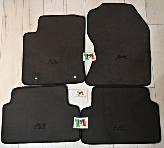 Tappetini simil originali Ford focus RS MK1 1998-2005 velluto premium nero  + logo RS personalizzato nero riproduzione originali