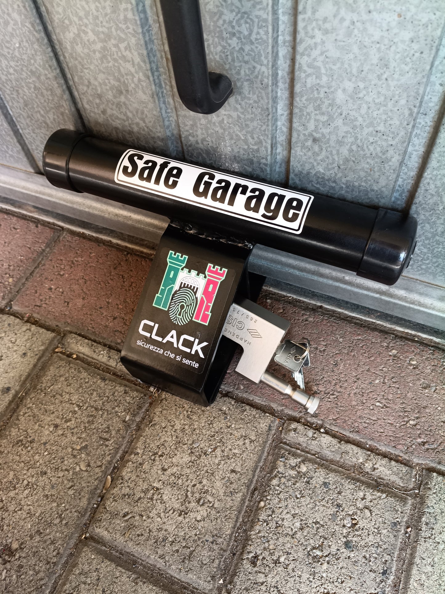 SAFE GARAGE difensore blocca porta garage e auto antifurto Made in Italy con lucchetto Serratura CISA antitaglio Clack sicurezza By LNM