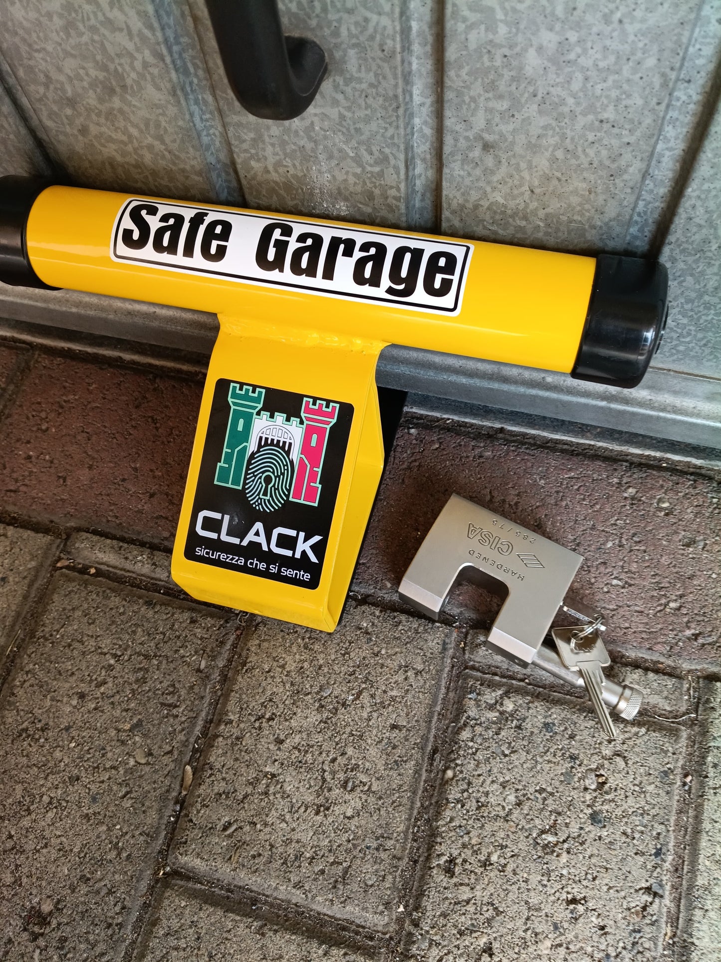 SAFE GARAGE difensore blocca porta garage e auto antifurto Made in Italy con lucchetto Serratura CISA antitaglio Clack sicurezza By LNM