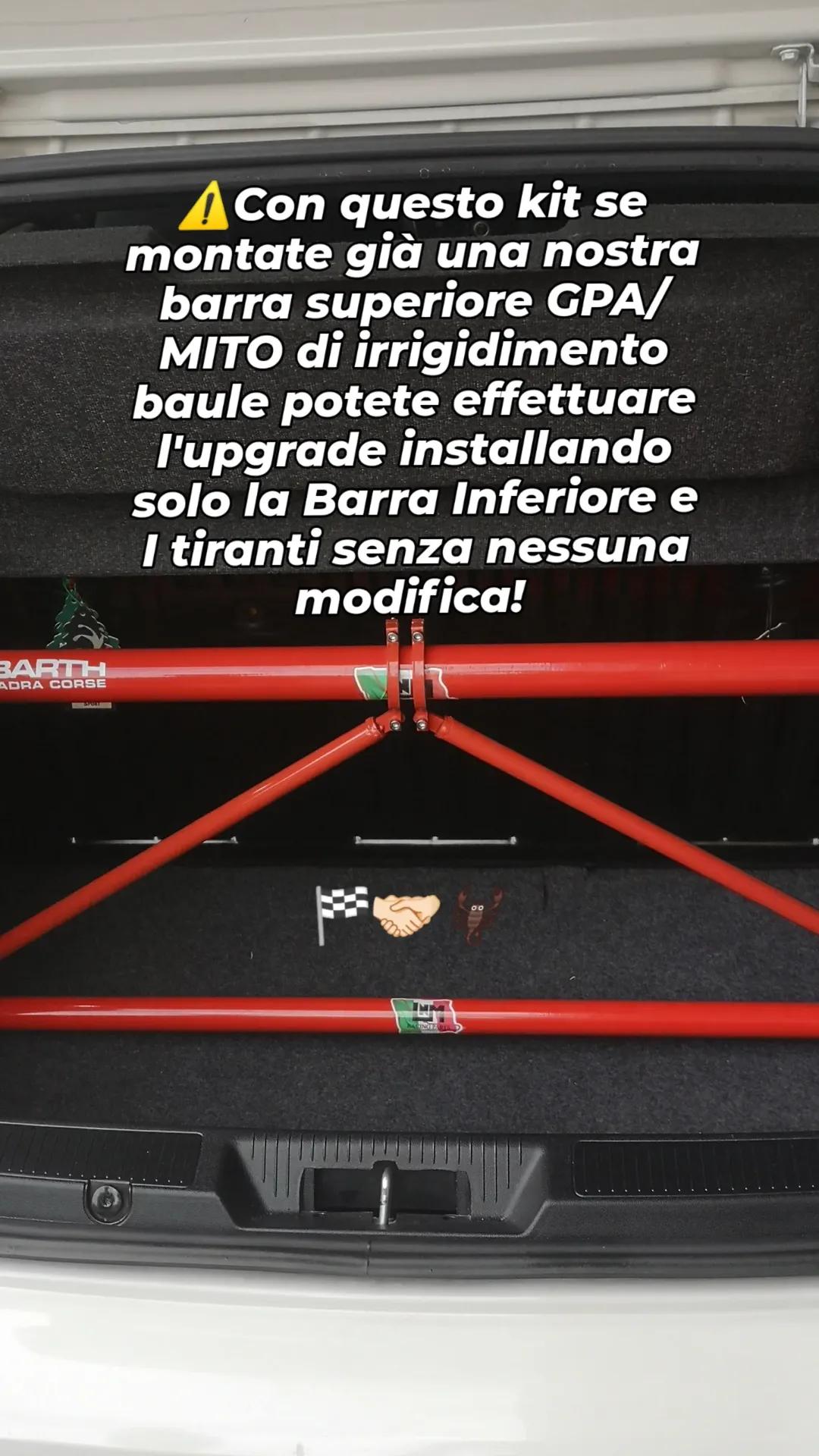 Kit upgrade irrigidimento baule SOLO TIRANTI + CENTRAGGI struttura "ad X" 500ABARTH / PUNTO ABARTH / PANDA100HP